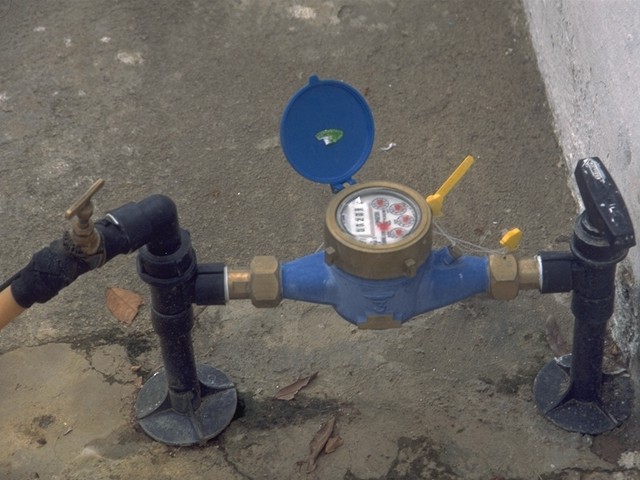 Water pipeline with meter, Ceara, Brazil